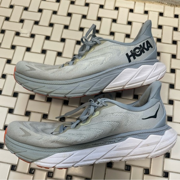 HOKA Gray Athletic Sneakers with Orange Accents - Picture 4 of 10